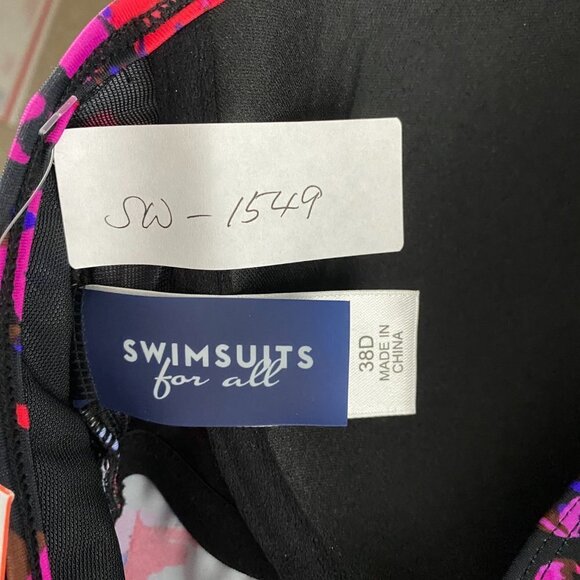 Swimsuits For All Tankini Swim Top Multicolored Print NWT Women's Size 38D - Picture 2 of 7